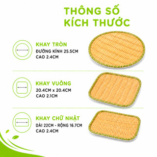 Đĩa Nhựa Phíp Giả Mây Tre Đan Đựng Hoa Quả GD12 - Mẹt Đựng Thức Ăn Giả Mây Vuông, Tròn, Chữ Nhật