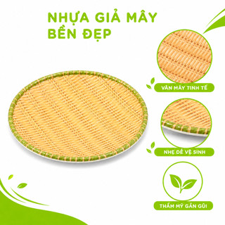 Đĩa Nhựa Phíp Giả Mây Tre Đan Đựng Hoa Quả GD12 - Mẹt Đựng Thức Ăn Giả Mây Vuông, Tròn, Chữ Nhật