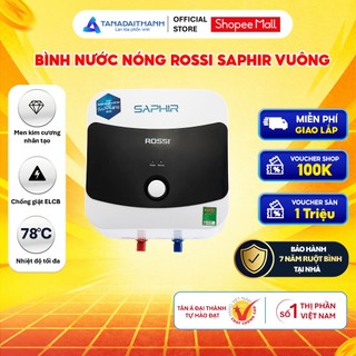 [GIAO LẮP MIỀN BẮC] Bình nóng lạnh gián tiếp Rossi Saphir Vuông (15/20/30 Lít) - Chính hãng, Bảo Hành 7 năm