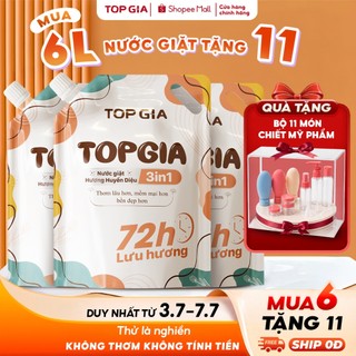 [MUA 6 TẶNG 11] Nước Giặt Xả 3in1 TopGia Hương Huyền Diệu Túi 2L Thơm Dịu Nhẹ, Lưu Hương Bền Lâu 72H