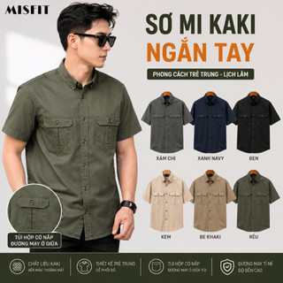 Áo Sơ Mi Tay Ngăn Kaki Túi Hộp MISFIT, Kaki chất mềm, thoải mái đa dạng phong cách KINGAN