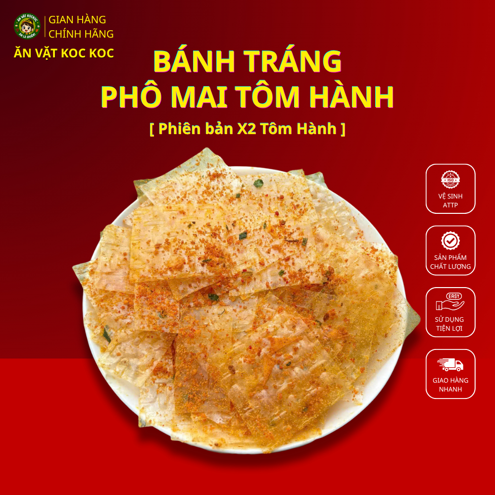 (Best Seller) COMBO 1KG BÁNH TRÁNG PHÔ MAI TÔM HÀNH, Phiên Bản X2 Siêu Tôm Hành, Đậm Đà Ngọt Béo, Mặn Mặn Cuốn Hút
