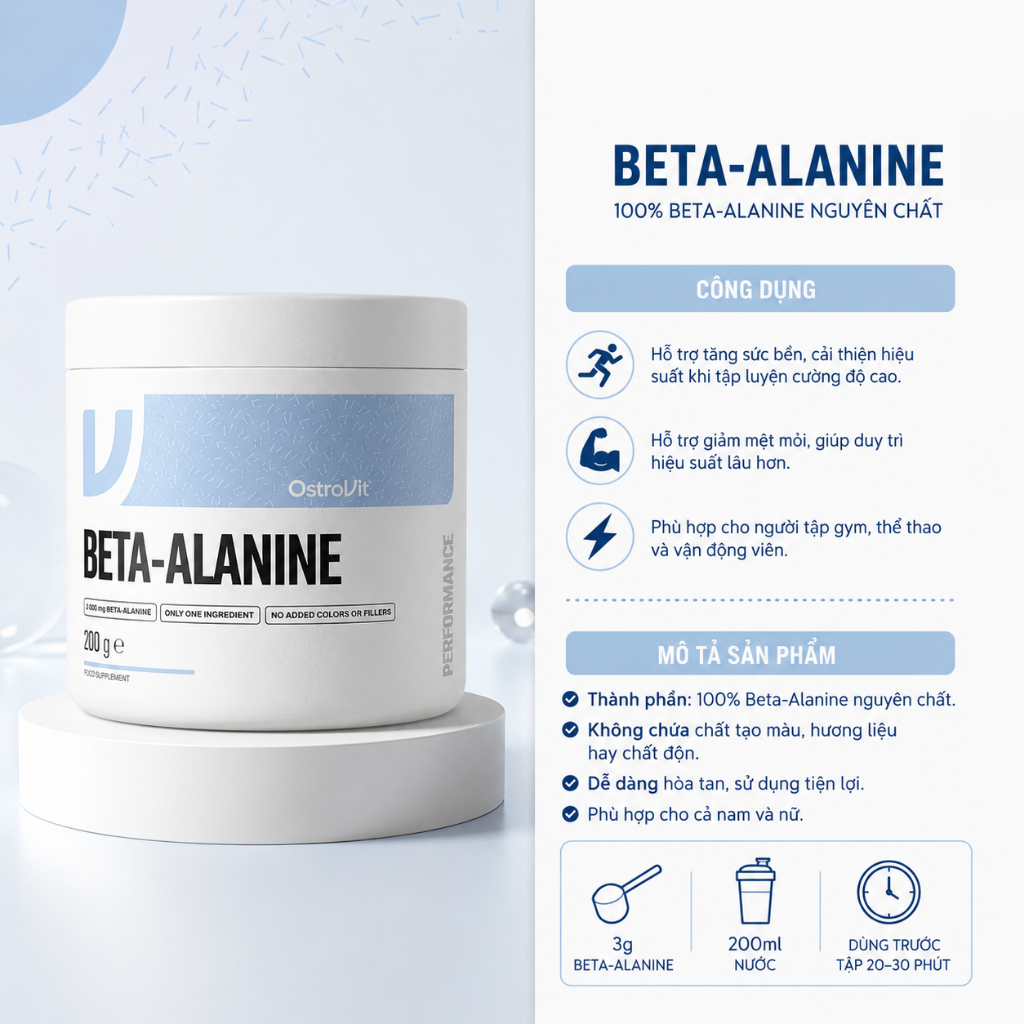 OstroVit Beta-Alanine 200g | Phù Hợp Cho Chế Độ Dinh Dưỡng Thể Thao