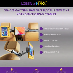 Giá đỡ máy tính bảng gắn tựa đầu xe hơi LISEN 3 in 1 xoay 360° cho iPad/Tablet 4.7–11