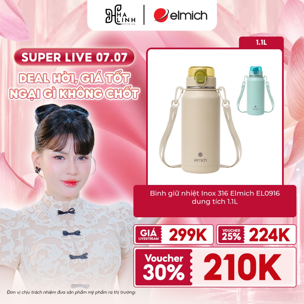 [ VHL - ELMICH ] Bình giữ nhiệt Inox 304 Elmich EL0916W dung tích 1,1L