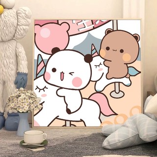 ( TẶNG SET 10 KHẨU TRANG) Tranh Số Hoá  Hoạt Hình Tranh Tô Màu 20x20cm dễ thương đầy đủ cọ, màu, căng khung sẵn MEILI ST