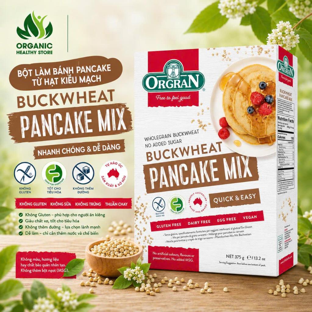 Bột Làm Bánh Pancake Kiều Mạch Orgran GLUTEN FREE Buckwheat Pancake Mix 375g