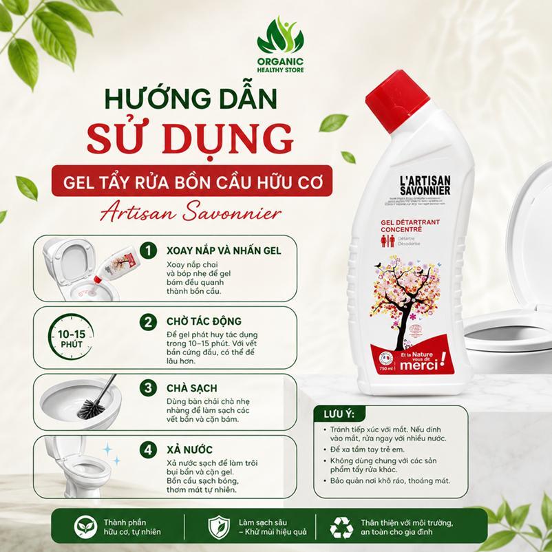 Gel tẩy rửa bồn cầu hữu cơ Artisan Savonnier 750ml