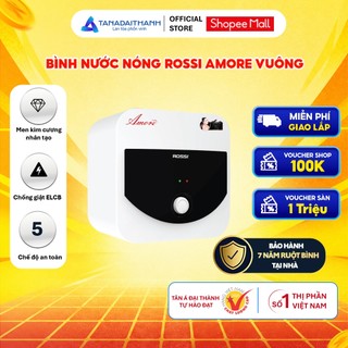 [GIAO LẮP TOÀN QUỐC] Bình Nước Nóng Gián Tiếp Rossi Amore Dáng Vuông Dung Tích 15L 20L 30L - Chính hãng
