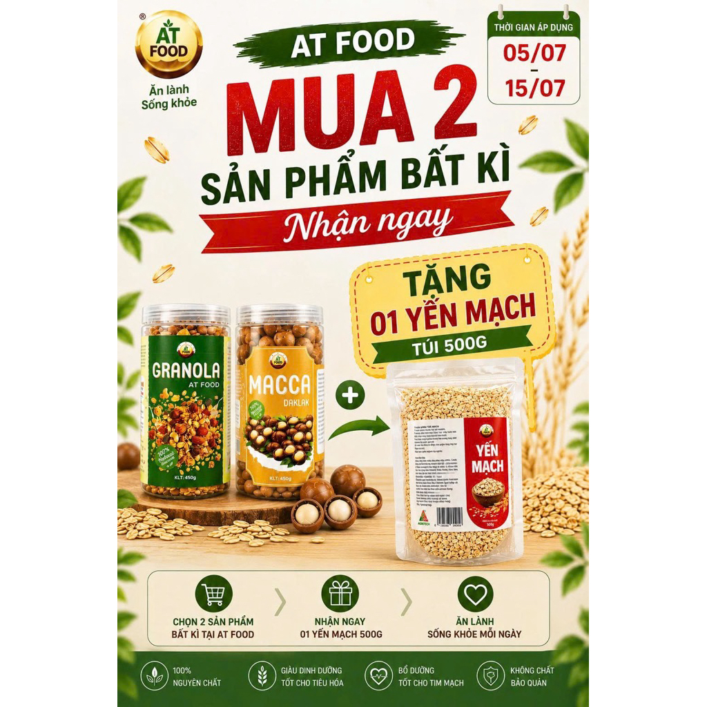 Granola Siêu Hạt Thương Hiệu AT FOOD trọng lượng 450gram