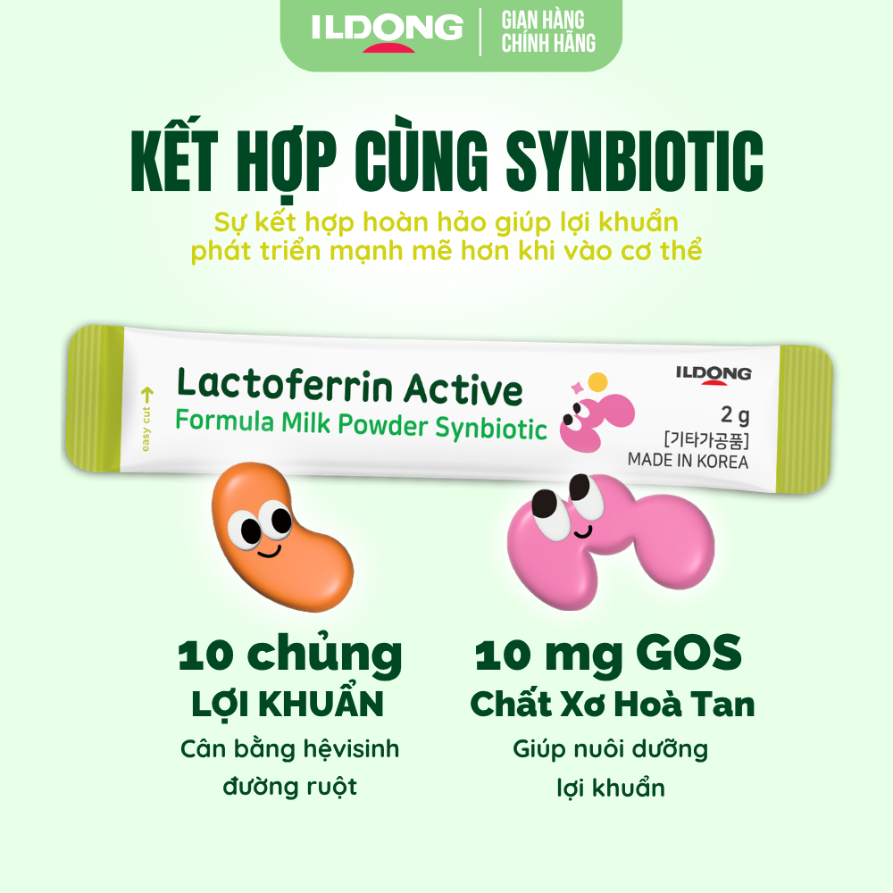 Lactoferrin Active Ildong Nhập Khẩu Chính Hãng- Hỗ trợ tăng cường miễn dịch, tăng đề kháng, giảm ốm vặt cho bé.