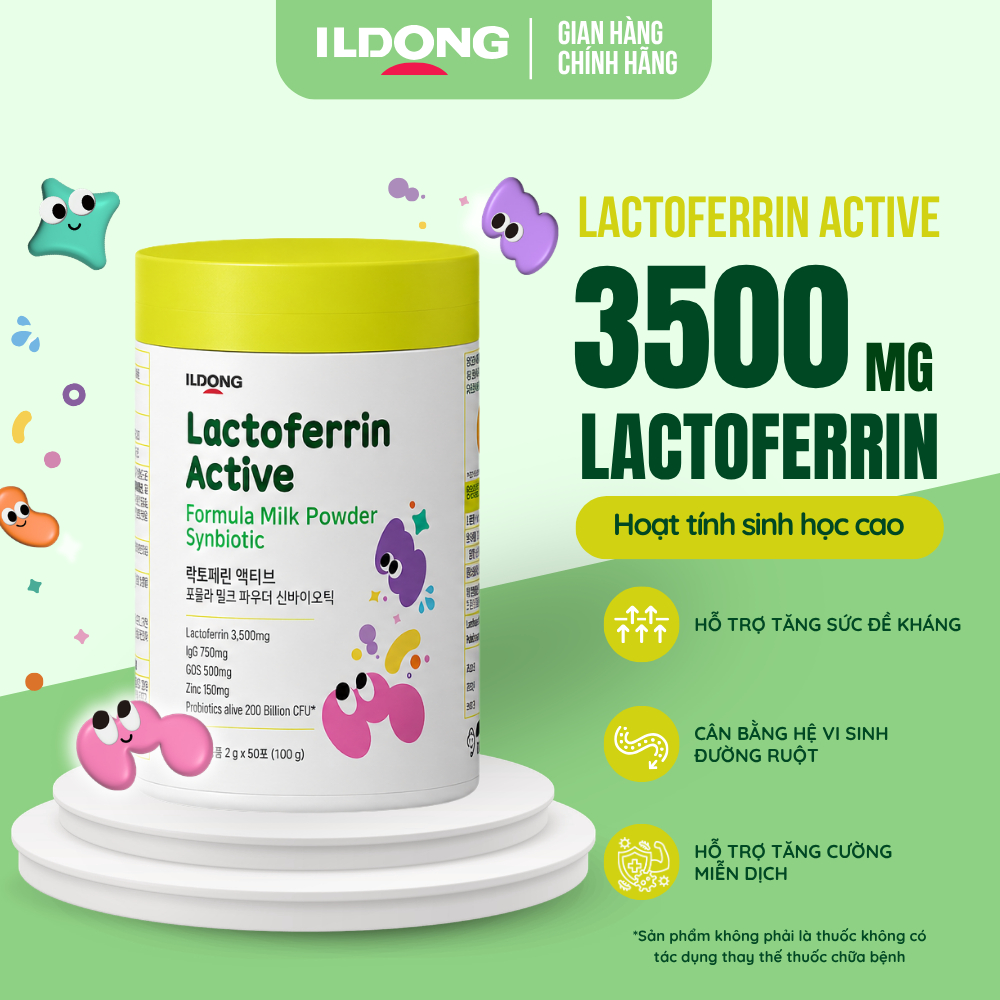 Lactoferrin Active Ildong Nhập Khẩu Chính Hãng- Hỗ trợ tăng cường miễn dịch, tăng đề kháng, giảm ốm vặt cho bé.