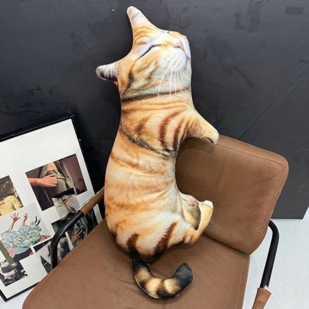 Gấu Bông Hình Mèo 3D Ngủ Như Thật, Gối Ôm Mèo Vải Mềm Mại Quà Tặng,Decor Cho Bé Bạn Gái