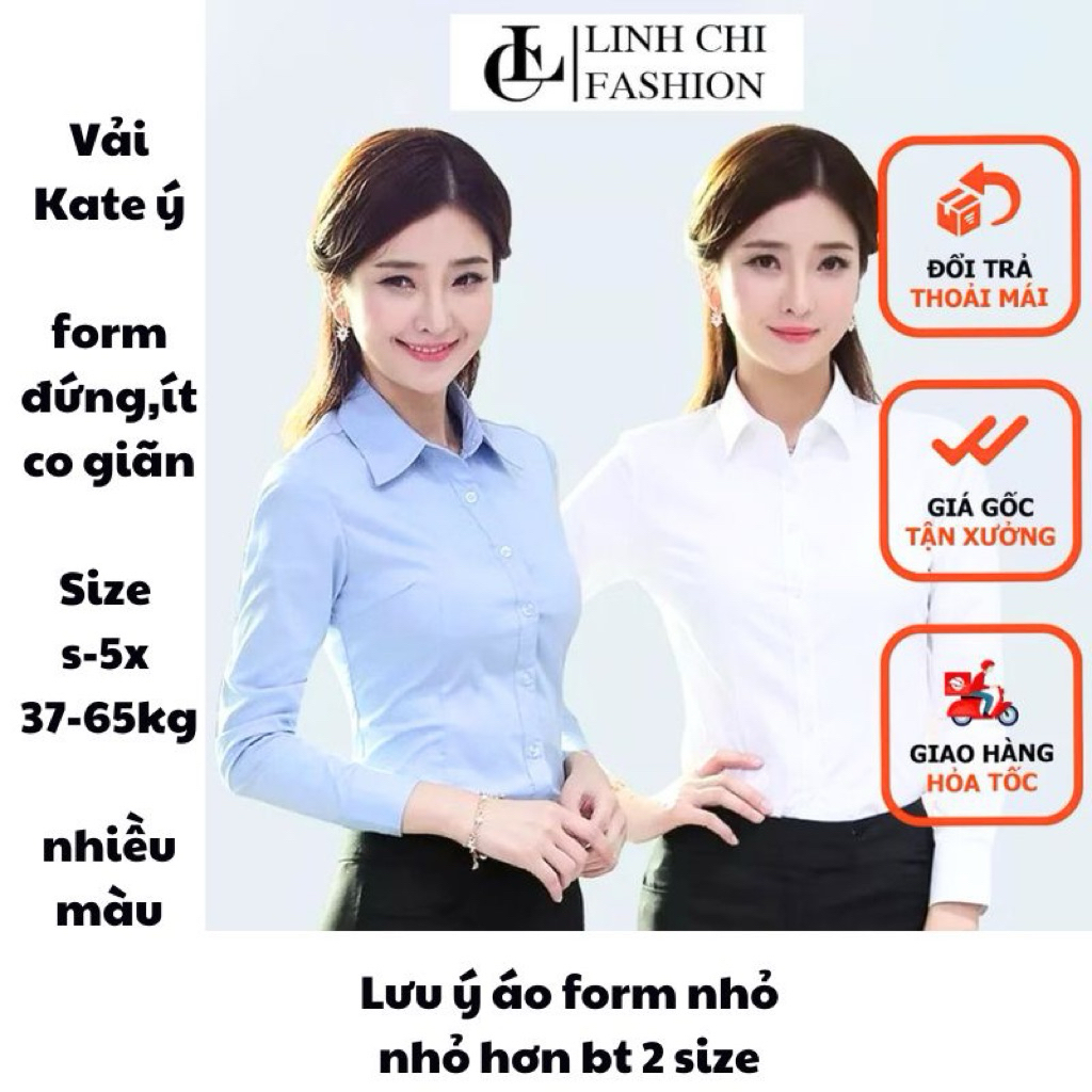 Áo sơ mi công sở nữ Tay Dài cao cấp  form ôm nhỏ không túi có chít eo vải kate ý đẹp ít nhăn không bị xù lông SMTD02