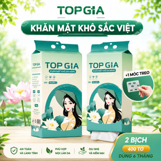 [COMBO 2 BỊCH] Khăn Mặt Khô Đa Năng TopGia Sắc Việt, bịch 200 tờ an toàn cho da tặng móc treo