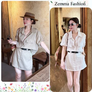 Bộ quần áo nữ cá tính set sơ mi cộc tay kèm chân váy ngắn thanh lịch dạo phố đồ nữ hot trend HCOM27766