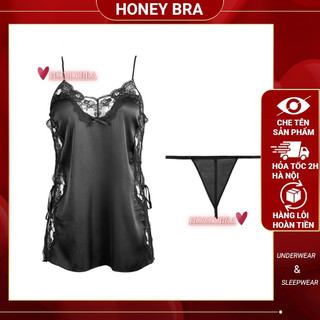 Váy Ngủ Nữ DN74 HoneyBra Gợi Cảm - Đồ Ngủ Lingerie Ren Satin Sexy Thoáng Mát