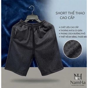 Quần Short Thun Nam Đen Muối Tiêu