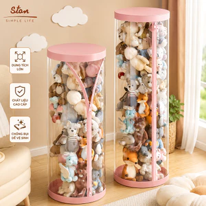 STON Hộp Thùng Đựng Đồ Chơi Bằng PET Trong Suốt Cao cấp búp bê lưu trữ xô trong suốt Thùng đựng đồ có khóa kéo