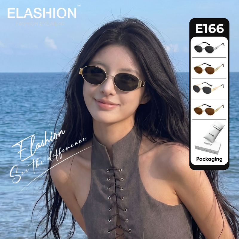 Kính râm ELASHION, Kính mát thời trang Nữ thiết kế cổ điển, sang trọng, tròng chống tia UV400 - E166