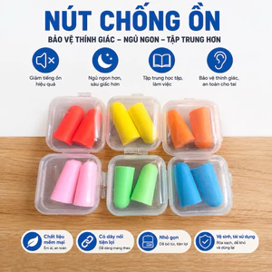 Nút Bịt Tai Chống Ồn Mút Xốp Kèm Hộp Đựng Mini – Ngủ Ngon, Học Tập, Làm Việc, Đi Máy BayBảo Vệ Thính Giác