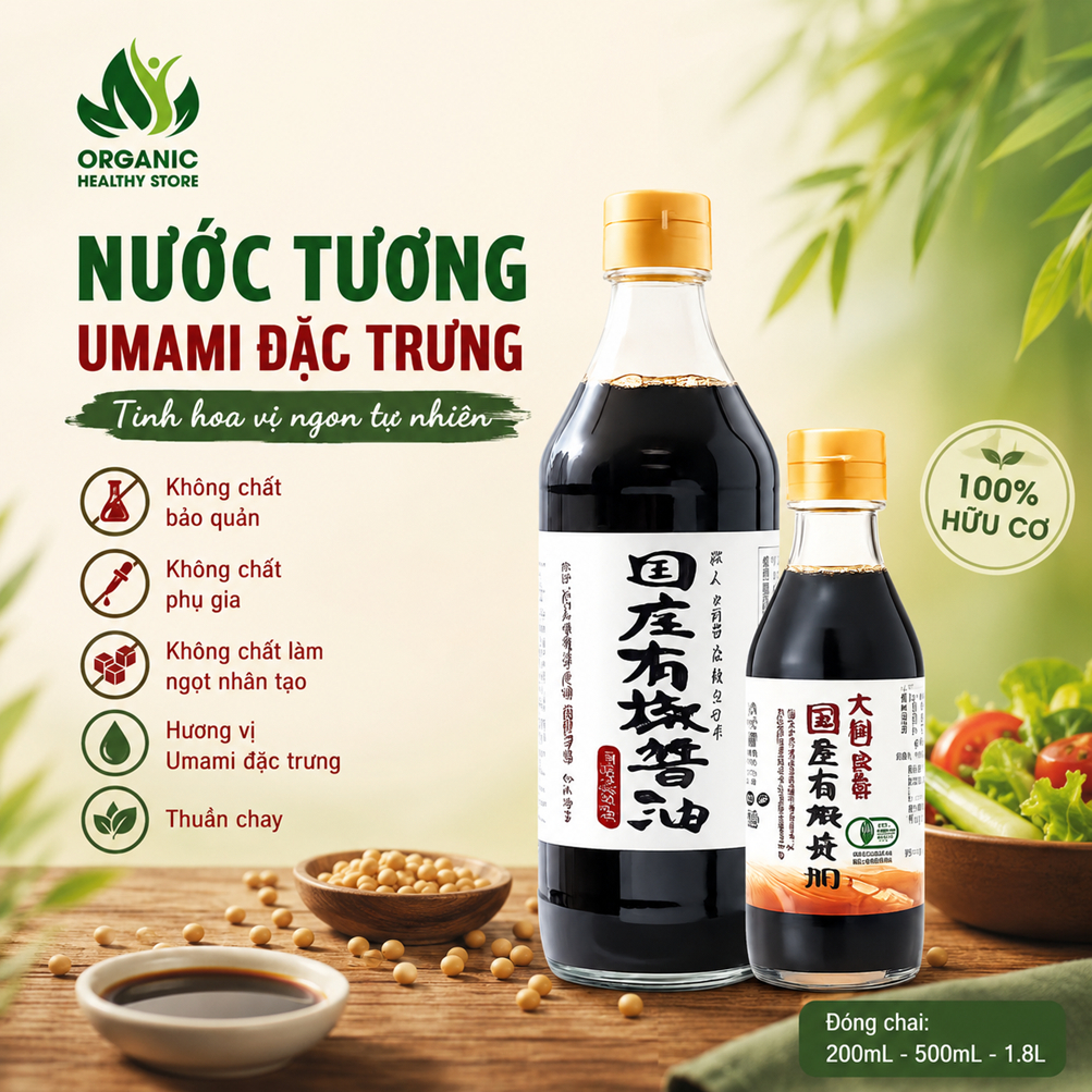 Nước Tương Koikuchi Hữu Cơ ủ gỗ tuyết tùng Nước tương Nhật