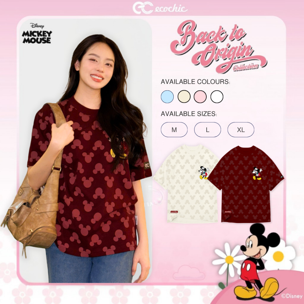 Áo Thun Oversize ECOCHIC TS013 ICONIC MICKEY Chính Hãng Bản Quyền Disney MICKEY COLLECTION