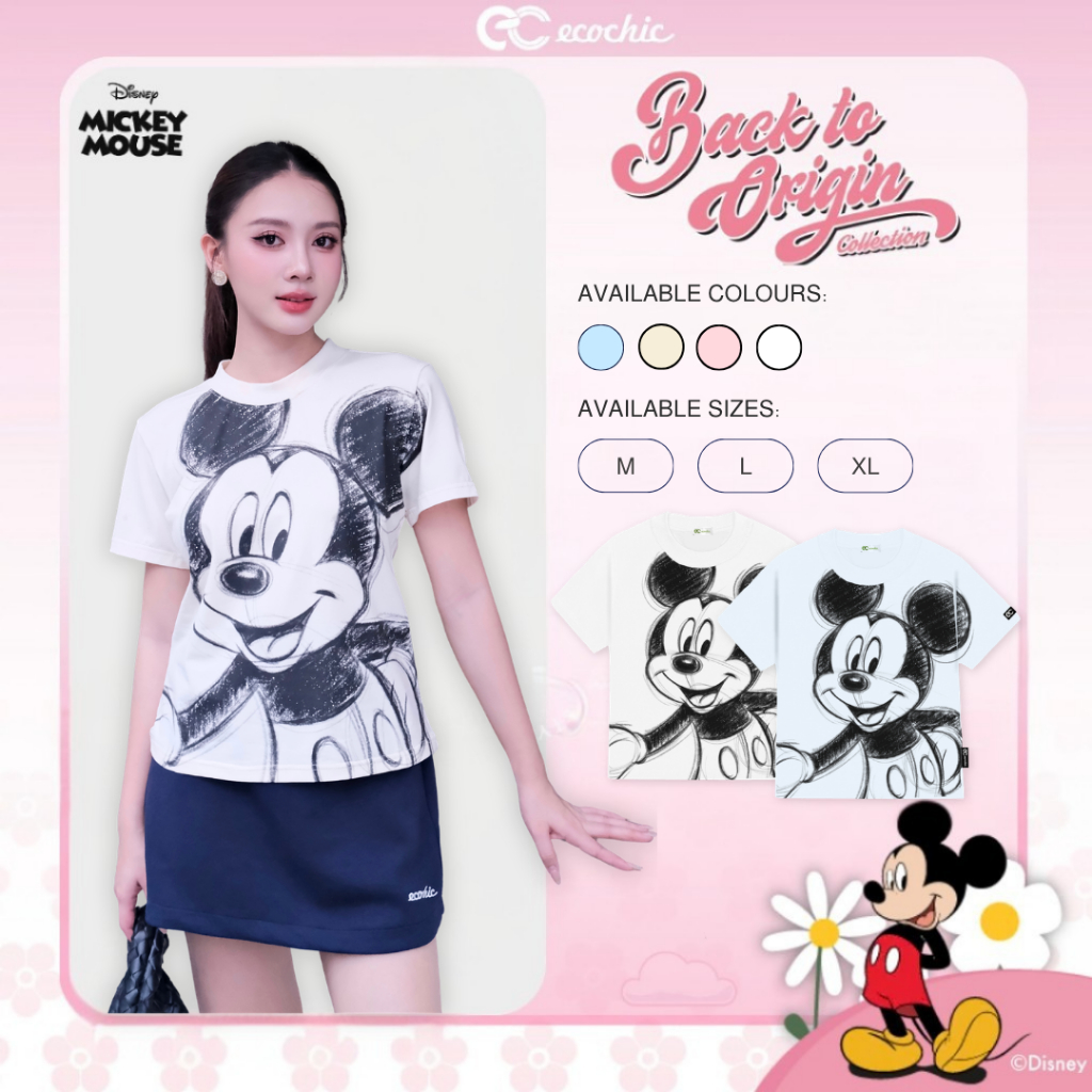 Áo Thun Baby Tee ECOCHIC MICKEY ENERGY Chính Hãng Bản Quyền Disney MICKEY COLLECTION BB007