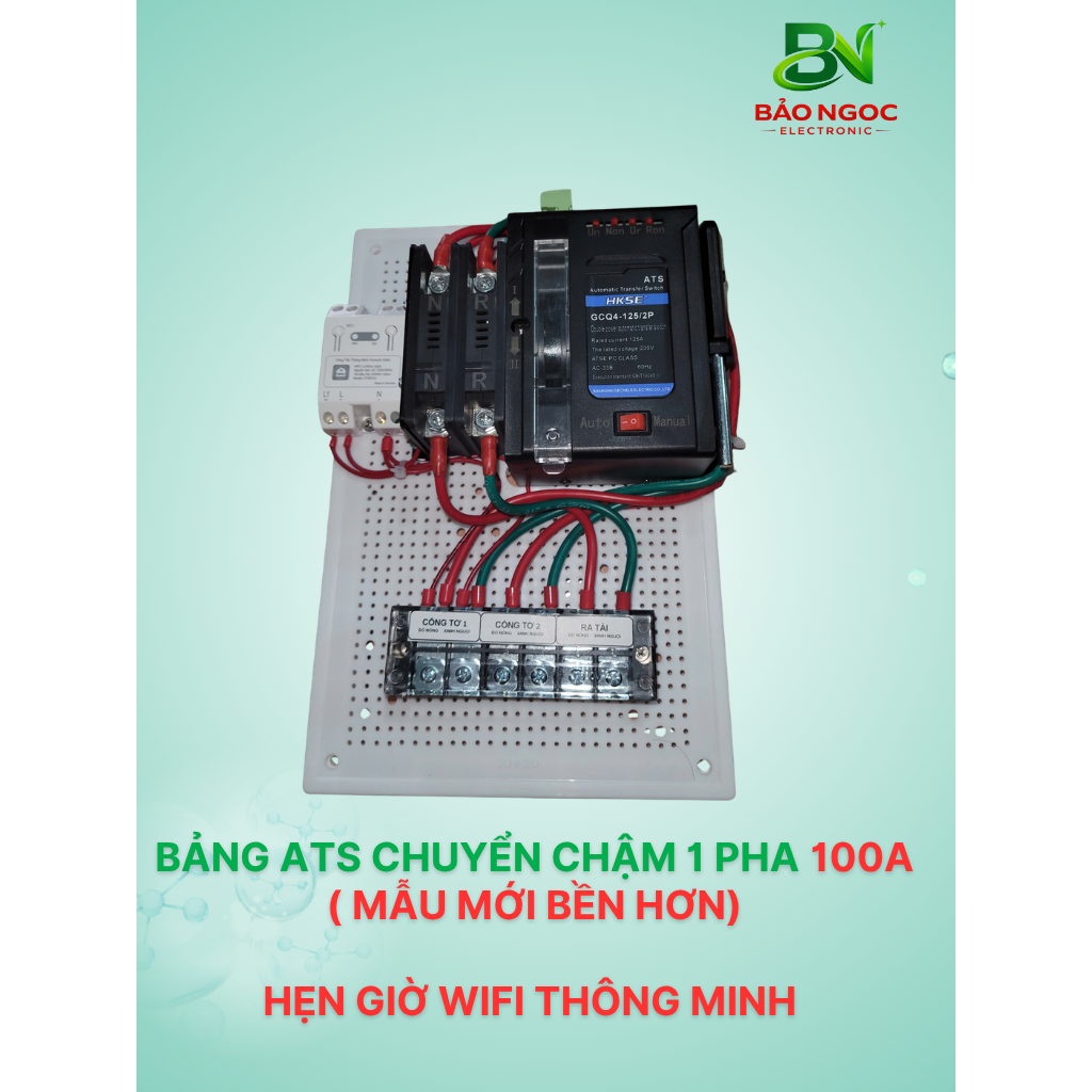 (MỚI) ATS chuyển nguồn tự động HKSE 1 Pha/ 100A.Chuyển Luân phiên 2 nguồn theo HẸN GIỜ. Chuyển nguồn ƯU TIÊN - DỰ PHÒNG