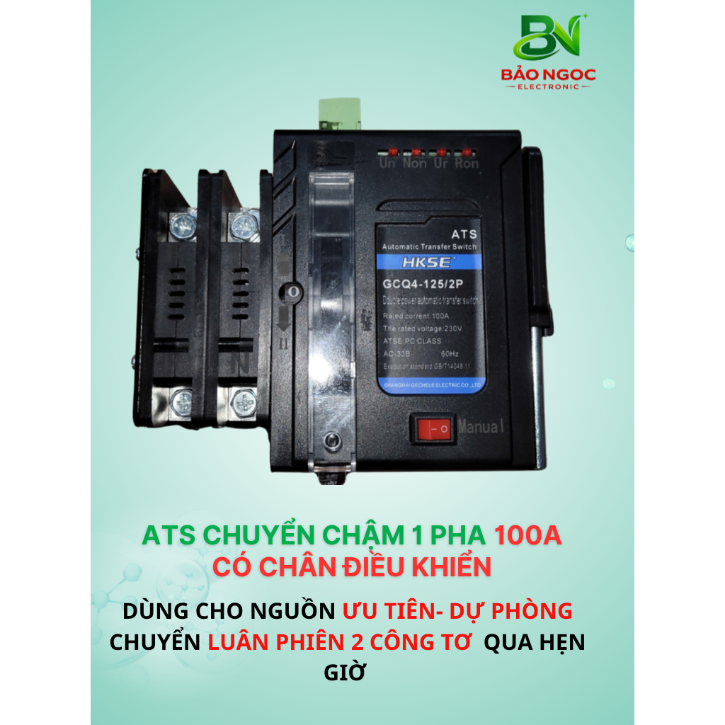 (MỚI) ATS chuyển nguồn tự động HKSE 1 Pha/ 100A.Chuyển Luân phiên 2 nguồn theo HẸN GIỜ. Chuyển nguồn ƯU TIÊN - DỰ PHÒNG