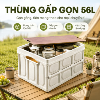 Bàn camping gấp gọn đa năng hộp nhựa dung tích lớn bền bỉ chịu lực tốt cho picnic cắm trại và câu cá