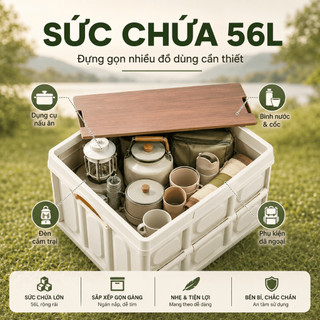 Bàn camping gấp gọn đa năng hộp nhựa dung tích lớn bền bỉ chịu lực tốt cho picnic cắm trại và câu cá