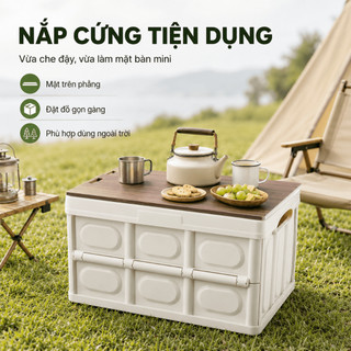 Bàn camping gấp gọn đa năng hộp nhựa dung tích lớn bền bỉ chịu lực tốt cho picnic cắm trại và câu cá