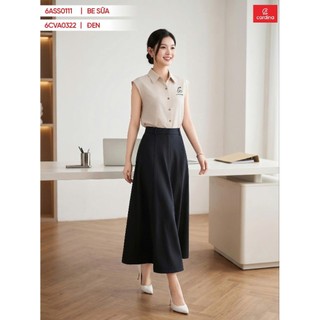 (Sẵn) 6CVA03 chân váy nữ CARDINA.  Chất liệu tuýt si mềm mại dáng A dài kết hợp lớp lót trong