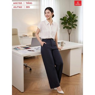 (Sẵn)6QJT16 Quần jean nữ CARDINA dáng suông túi hàm ếch gân dọc thân 6QJT16