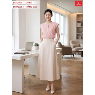(Sẵn) 6CVA03 chân váy nữ CARDINA.  Chất liệu tuýt si mềm mại dáng A dài kết hợp lớp lót trong