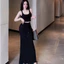 Sét áo 2 dây croptop + cv đuôi cá dáng dài ,chất thun tăm