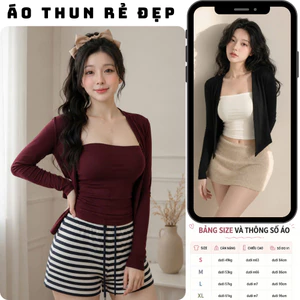Áo khoác nữ tay dài AK-01 tôn dáng chất liệu cotton, Áo phông cổ tròn basic ôm body