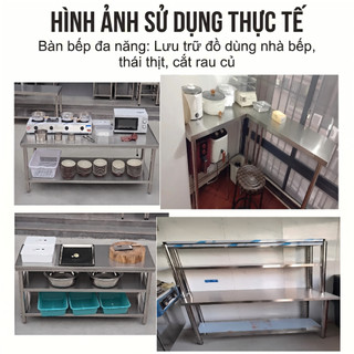 Bàn Inox Nhà Bếp 1/2/3 Tầng inox 304 cao cấp lợi cho quán Cường Bàn Làm Việc  Tốt Chống Gỉ Sét Dễ