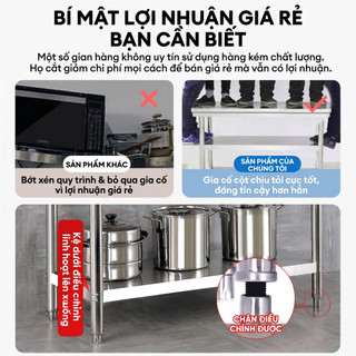 Bàn Inox Nhà Bếp 1/2/3 Tầng inox 304 cao cấp lợi cho quán Cường Bàn Làm Việc  Tốt Chống Gỉ Sét Dễ