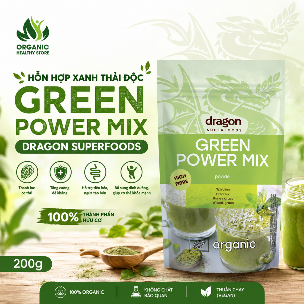 Bột green detox mix Dragon superfoods - Hỗn hợp xanh thải độc 200g