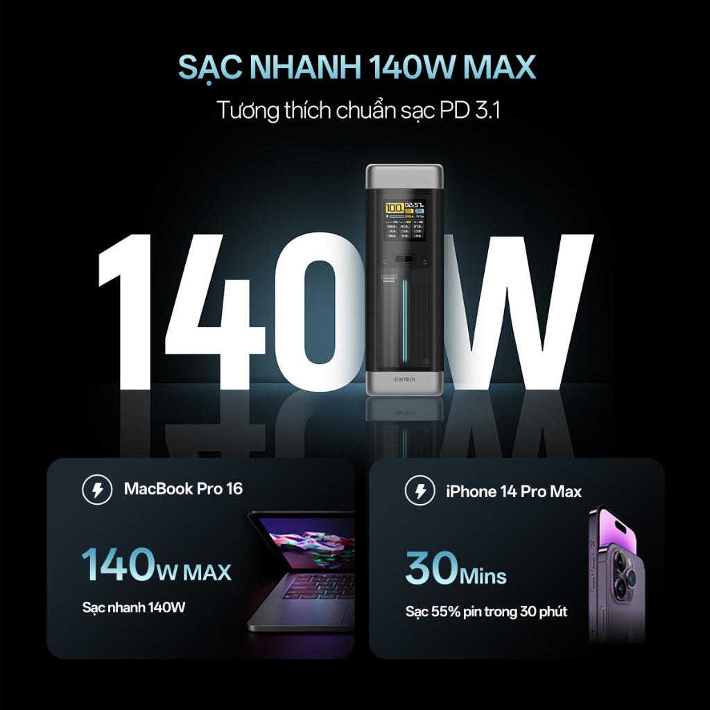 CUKTECH 20 Sạc Di Động 2C1A | Công Suất 210W Max | Dung Lượng 25.000mAh | Bảo Hành 18 Tháng P23 | BigBuy360 - bigbuy360.vn