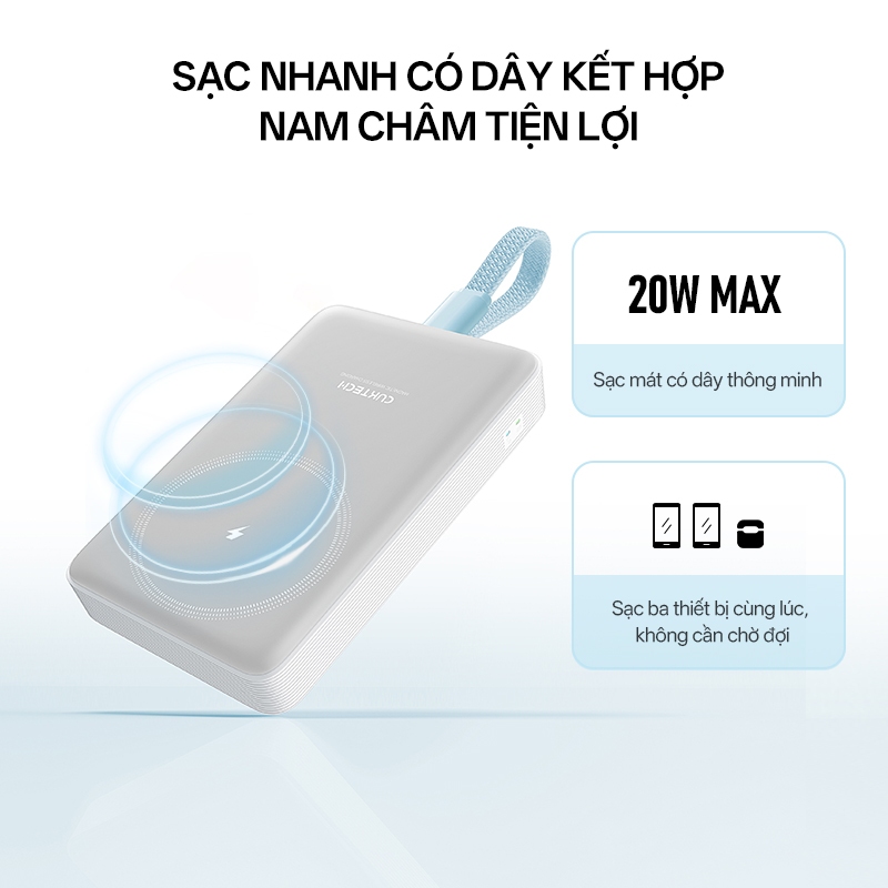 CUKTECK CP132ML Sạc Di Động Không Dây Từ Tính  | Dung Lượng 10.000mAh | Tích Hợp Cáp Type C | Bảo Hành 18 Tháng WPB100L | BigBuy360 - bigbuy360.vn