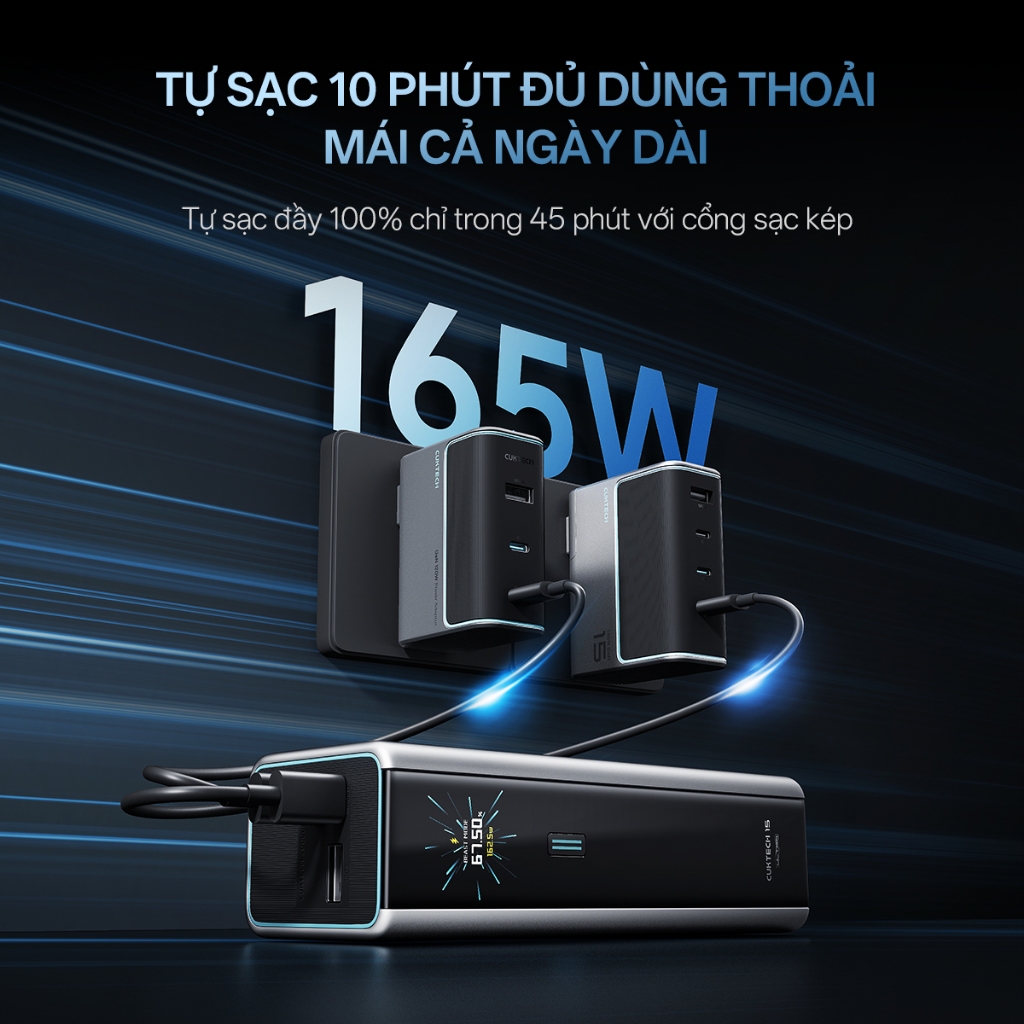 【Được chứng nhận CCC】CUKTECH Sạc Nhanh 210W 20000mAh – Hỗ Trợ Xiaomi 120W Laptop 140W Samsung 45W iP18/17/16 Laptop 140W | BigBuy360 - bigbuy360.vn