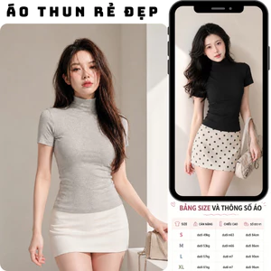 Áo thun nữ tay ngắn AL-01 tôn dáng chất liệu cotton, Áo phông cổ tròn basic ôm body