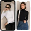 Áo thun nữ tay dài tôn dáng AL-02 chất liệu cotton, Áo phông cổ lọ basic ôm body