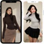 Áo thun nữ tay dài tôn dáng AL-02 chất liệu cotton, Áo phông cổ lọ basic ôm body