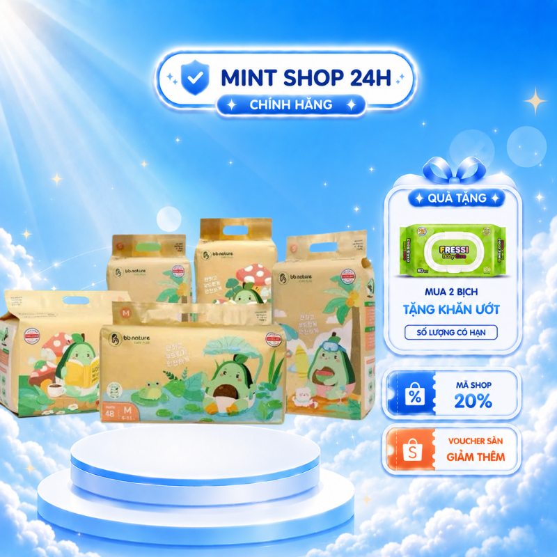 [Hỏa tốc-mã Live/Video] Tã Bỉm Quần Dán BB Nature Hàn Quốc, Mềm Mại, Mỏng Nhẹ Đủ Size Cho Bé Từ 6-25Kgc