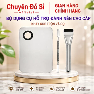 Dụng Cụ Hỗ Trợ Đánh Nền Nội Địa Trung (Khay Que Trộn Kem, Cọ Dẹt Tán Nền)