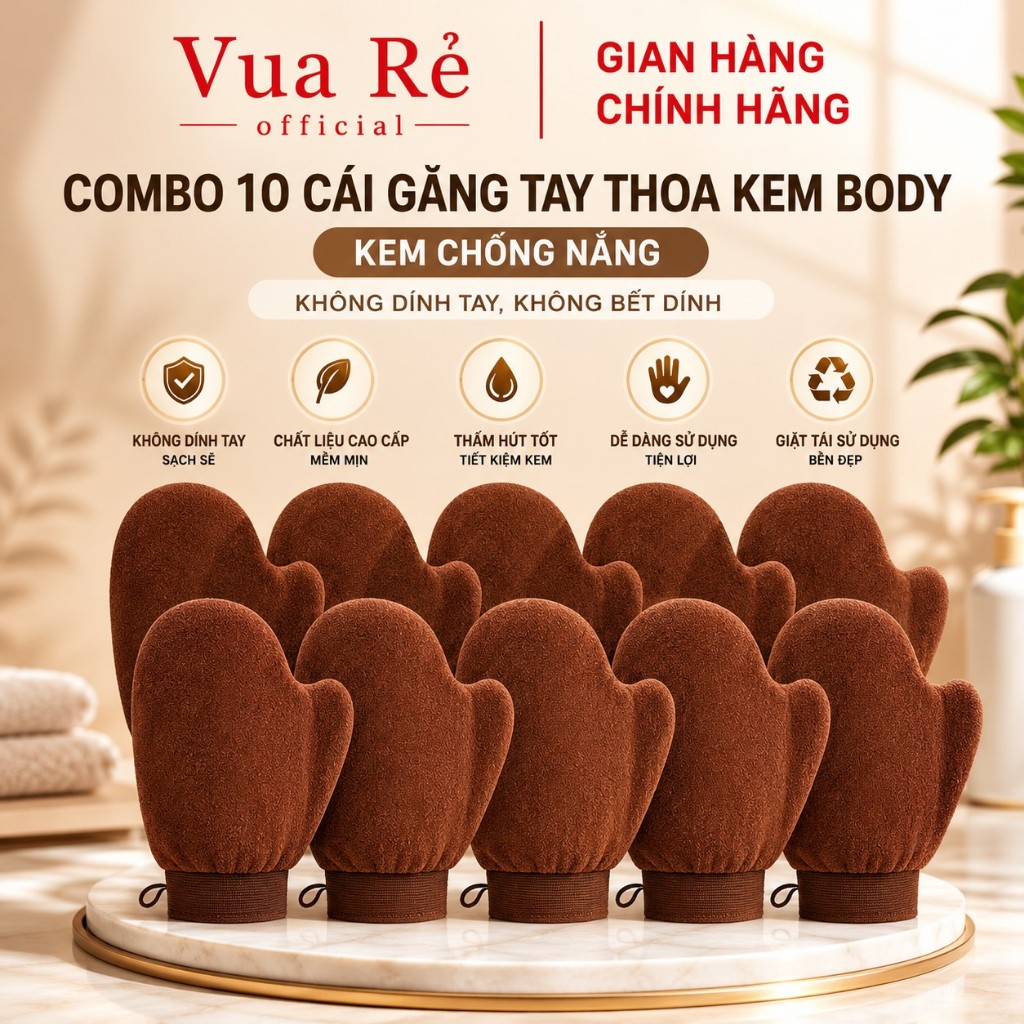 Combo 10 cái găng thoa kem chống nắng siêu mềm mịn, siêu thấm kem tiện lợi